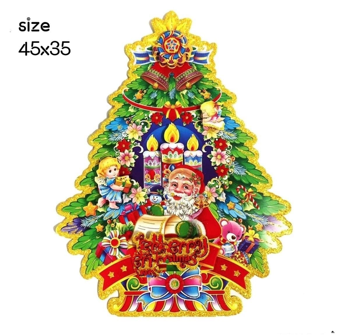 parshwa Decoration Shimmering Santa Holographic Sticker –  Wall Delight I Pack of 1 I