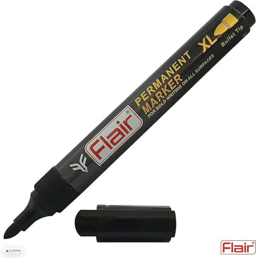 parshwa Traders Highlighters & Markers BLACK Flair Permanent Marker for Bold Writing on All Surfaces - Bullet Tip