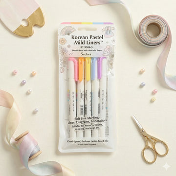 (Buy 1 Get 1 Free) Pastel midliners two sided Highlighter l Dual Tip l (Pack of 5)-  Mild liners