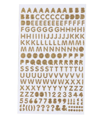 PRENDO Glitter Golden Alphabet & Numerical Sticker for Journaling and Resin Art - Add Sparkle to Your Creations