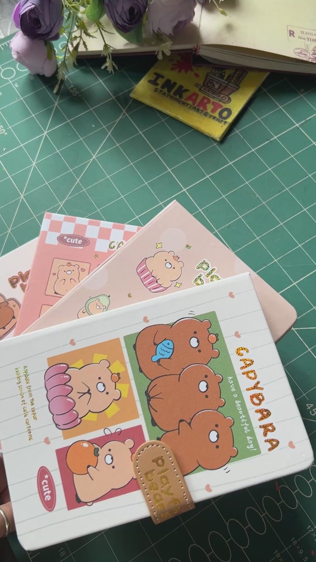 カピバラページ Pastel Capybara Journal Diary with magnet lock l A6 l Pack of 1 l