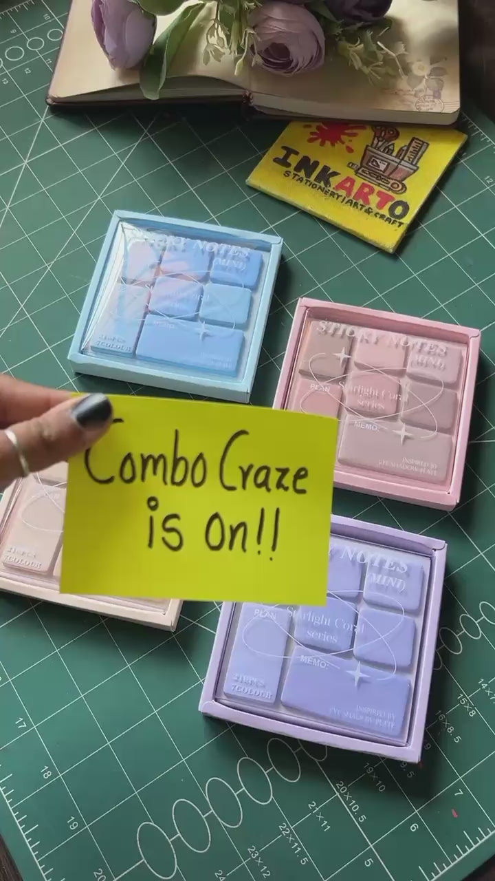 Combo Pack of Colorful Pastel Sticky Notes 6 PACKS (1200 Sheets!)