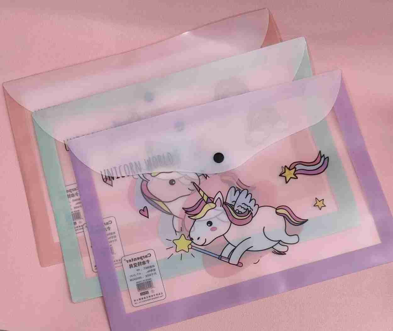 Puneet Gifts File Folders Pastel Unicorn A4 Folder Button File - Keep Your Documents Enchanted (Pack of 1)
