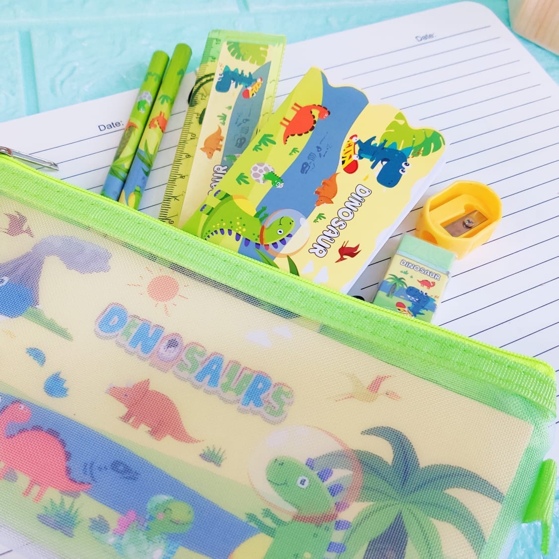Toyshine Combo Pack of 12 Cartoon Printed School Bus Matal Pencil Box