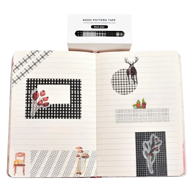 Puneet Gifts Tapes & Adhesives Grid Washi Tape Set, 6 Rolls 16.4ft Long Grid Checkered Decorative Washi Masking Tapes for Bullet Journal, Scrapbooking, DIY, Craft, Planners, Scrapbooking, Gift Wrapping