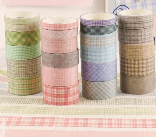 Puneet Gifts Tapes & Adhesives Grid Washi Tape Set, 6 Rolls 16.4ft Long Grid Checkered Decorative Washi Masking Tapes for Bullet Journal, Scrapbooking, DIY, Craft, Planners, Scrapbooking, Gift Wrapping