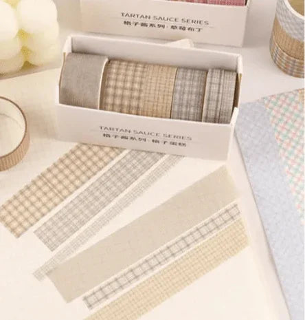 Puneet Gifts Tapes & Adhesives Grid Washi Tape Set, 6 Rolls 16.4ft Long Grid Checkered Decorative Washi Masking Tapes for Bullet Journal, Scrapbooking, DIY, Craft, Planners, Scrapbooking, Gift Wrapping