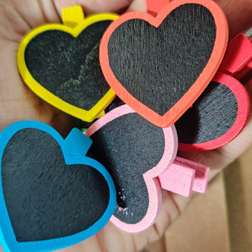 Heart shaped Mini Colorful Black Board with Clip 6pcs - Perfect for Notes and Reminders