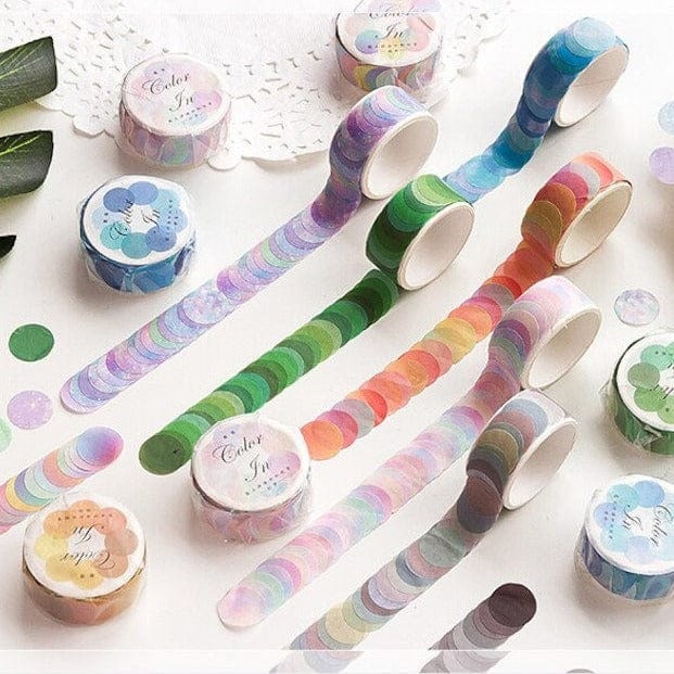 Punit enterprise Washi Tape Round-Shaped Dotted Masking Tape - Add Love and Creativity to Your Grid Journal