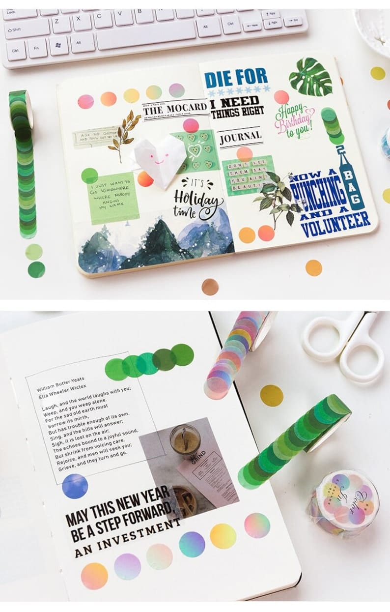 Punit enterprise Washi Tape Round-Shaped Dotted Masking Tape - Add Love and Creativity to Your Grid Journal