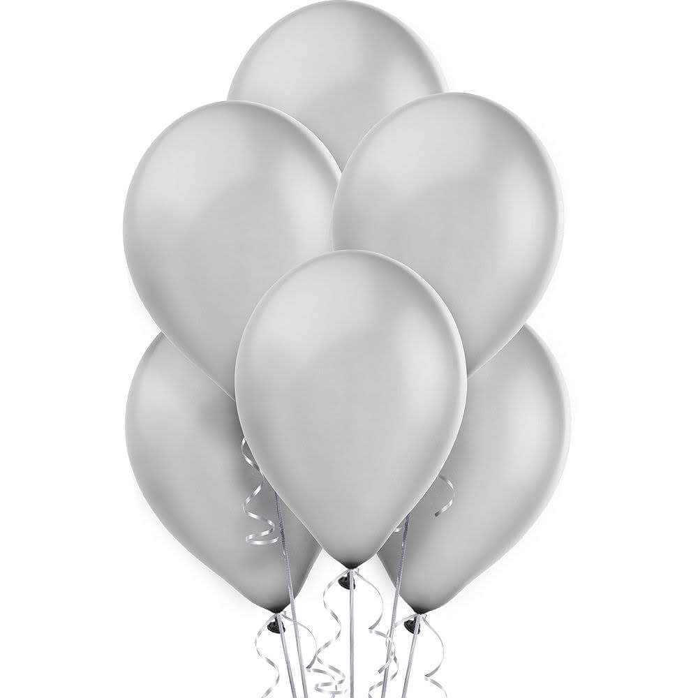 raj trading company Decoration Time! Metallic Grey balloons Full-Size - Pack of 25 Pieces for Vibrant Celebrations