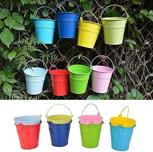 Ravrai Craft Colorful Mini Metal Bucket assorted colour(pack of 1)