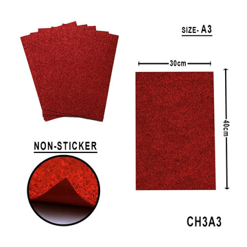 A3 glitter foam sheet without stick (red)