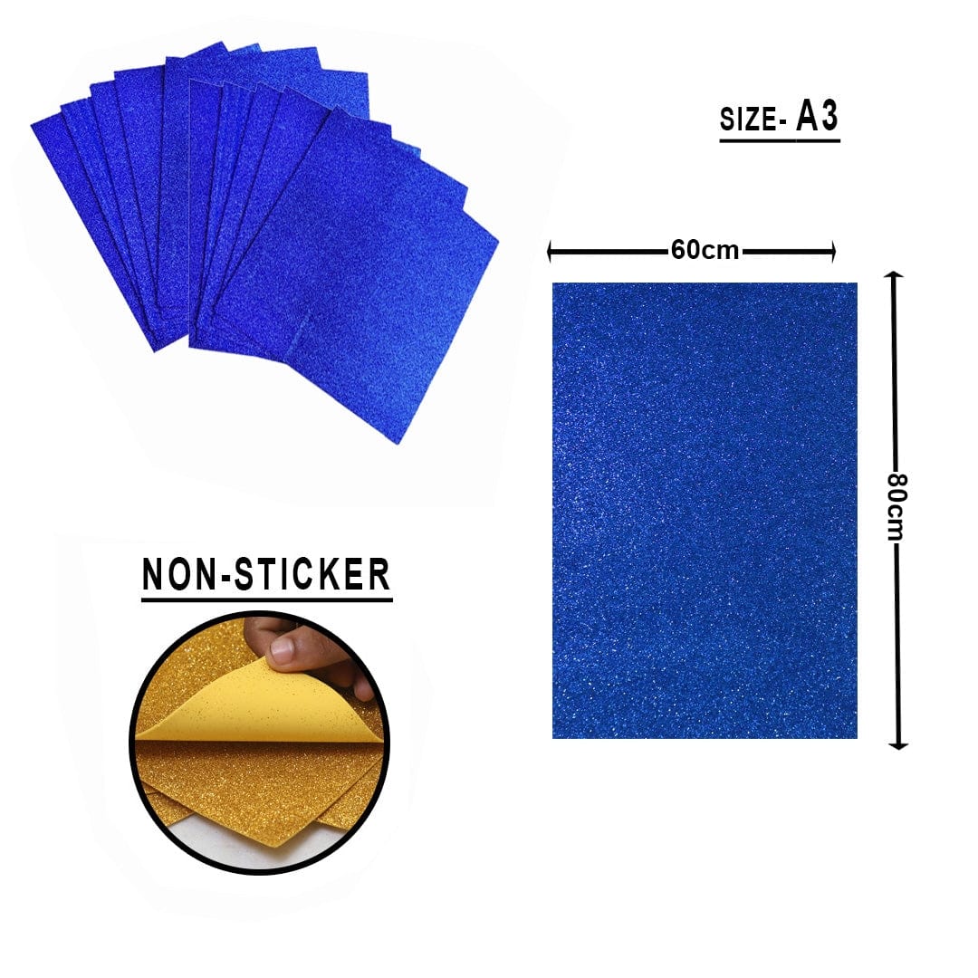 Ravrai Craft - Mumbai Branch A3 Foam Sheet A3 glitter foam sheet without stick (royal blue)