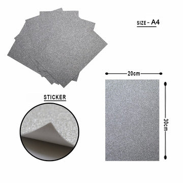 A4 glitter foam sheet with sticker (silver)
