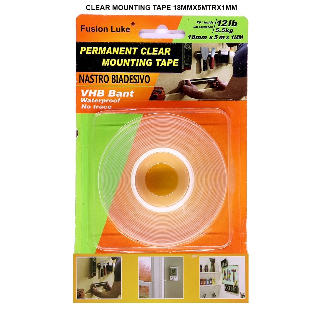 Ravrai Craft - Mumbai Branch Adhesive tape Transparent Mounting Tape - Strong Adhesive for Secure and Invisible Mounting, 18mm x 5m x 1mm