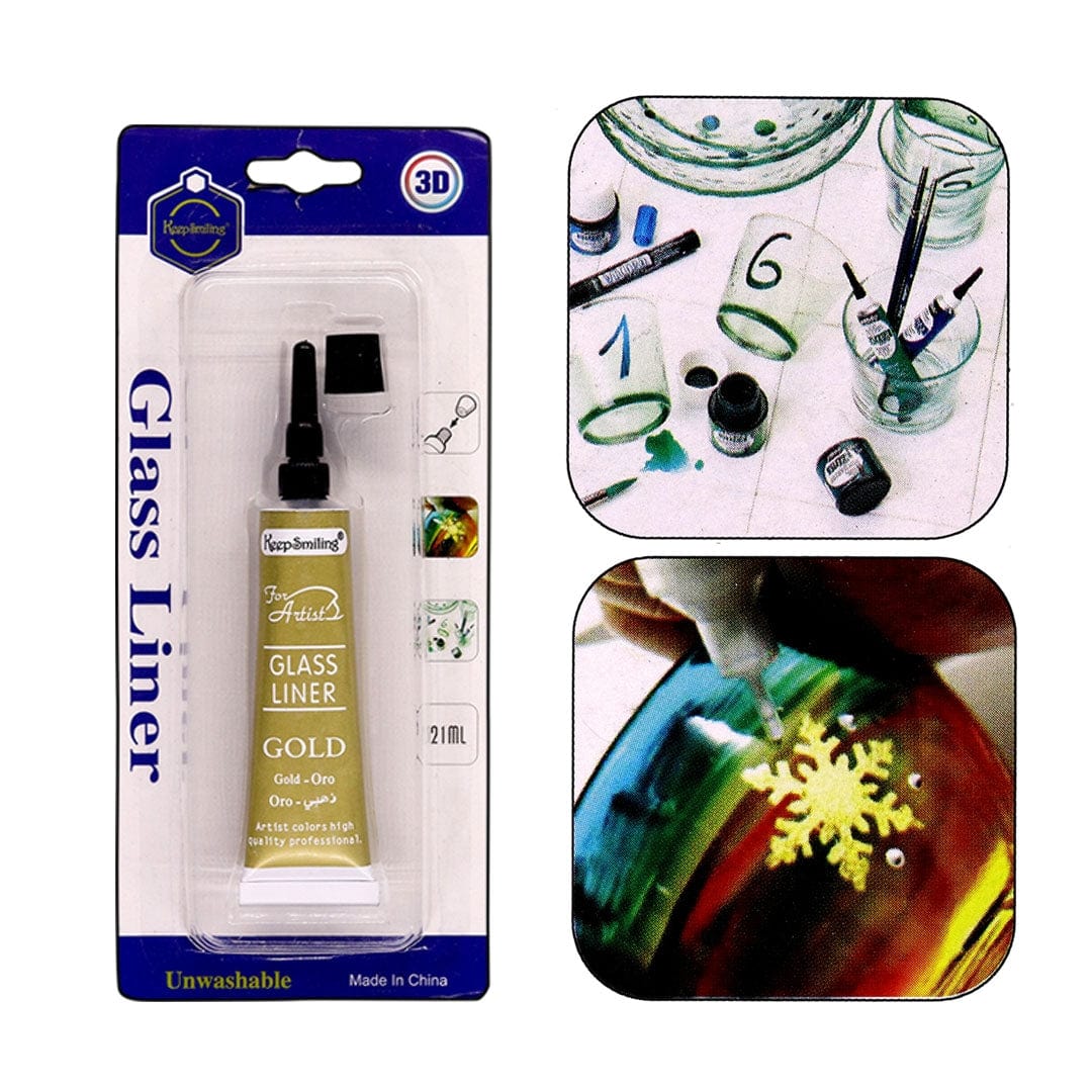 Ravrai Craft - Mumbai Branch Art & Craft Paint 3D Glass Liner Colour 21Ml Gold 7