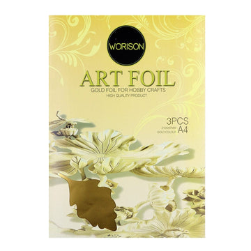 Ravrai Craft - Mumbai Branch Art Foil Art Foil |Gold Colour Foil |3Pcs| A4 Size