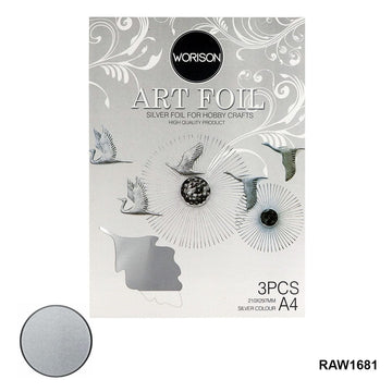 Ravrai Craft - Mumbai Branch Art Foil Art Foil |Silver Colour Foil |3Pcs| A4 Size