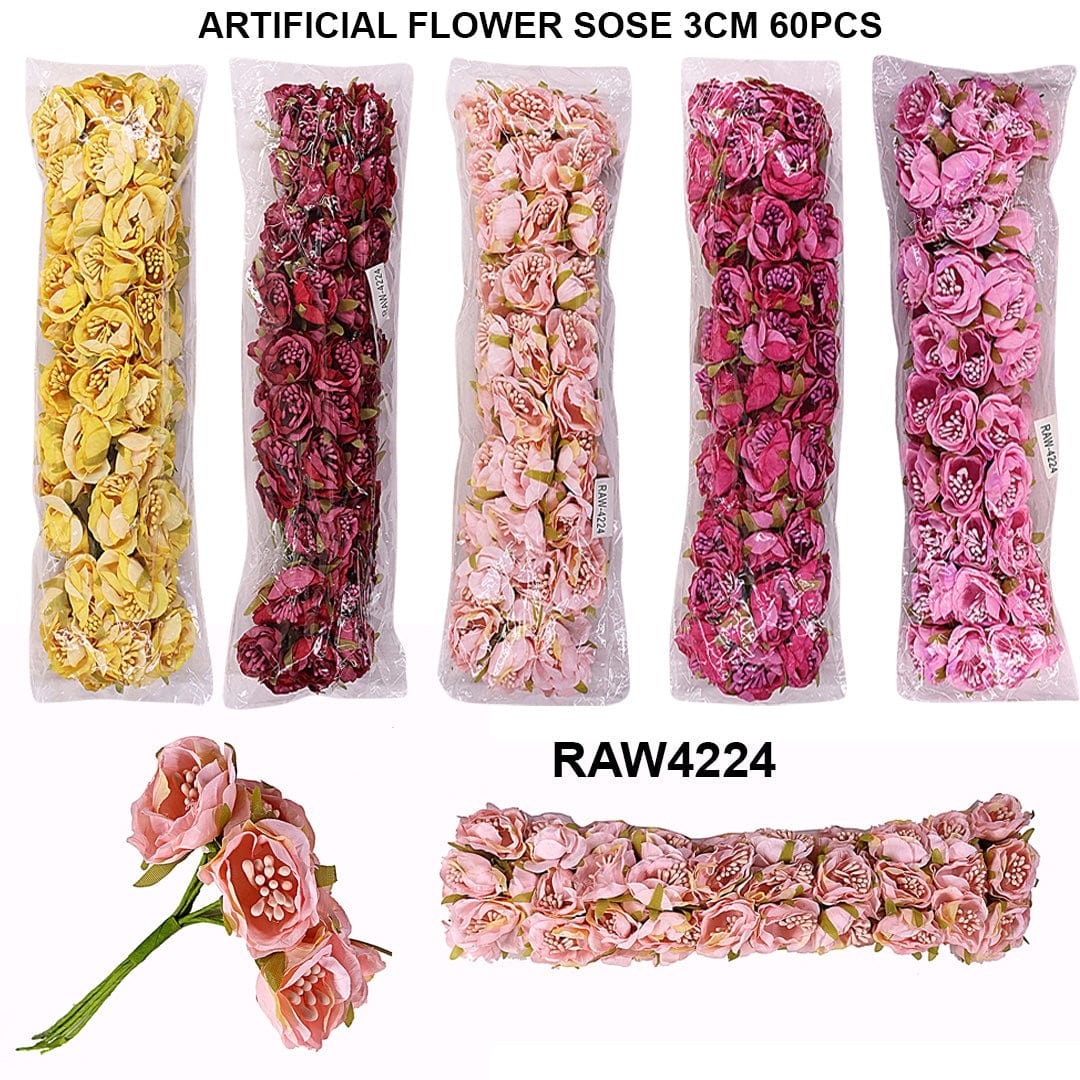Ravrai Craft - Mumbai Branch Artificial Flora ARTIFICIAL FLOWER ROSE 3CM 60PCS RAW4224