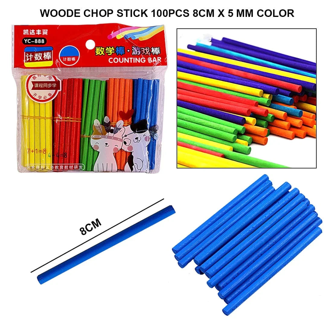 Colourful Wooden Stick 100Pcs 8Cmx5Mm
