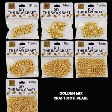 Ravrai Craft - Mumbai Branch Arts & Crafts Craft Moti Pearl Golden Mix: Assorted Decorative Pearls for Creative Projects