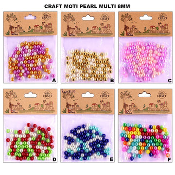 Craft Moti Pearl Multi-Colour 8mm: Assorted Decorative Pearls for Creative Projects