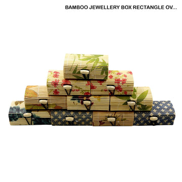 Ravrai Craft - Mumbai Branch BAMBOO JEWELLERY BOX RECTANGLE OVAL 2IN1 bamboo jewellery box rectangle oval 2IN1