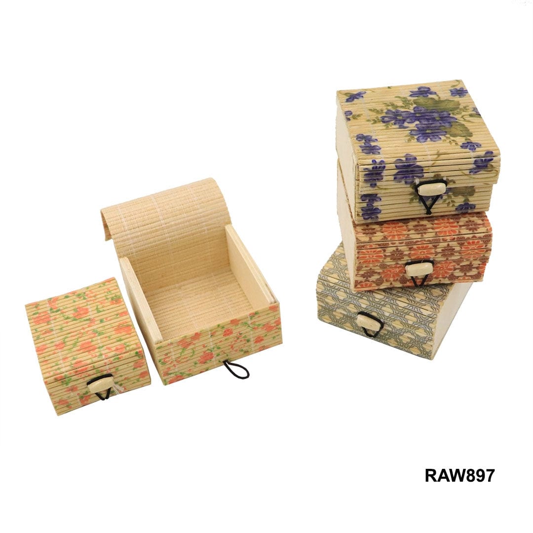 Ravrai Craft - Mumbai Branch BAMBOO JEWELLERY BOX SQUARE 2IN1 bamboo jewellery box square 2IN1