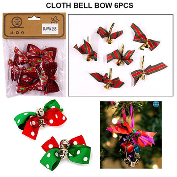 Cloth Bell Bow 6Pcs Raw4255