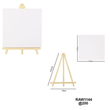Wooden Easel with 15x15 cm Canvas