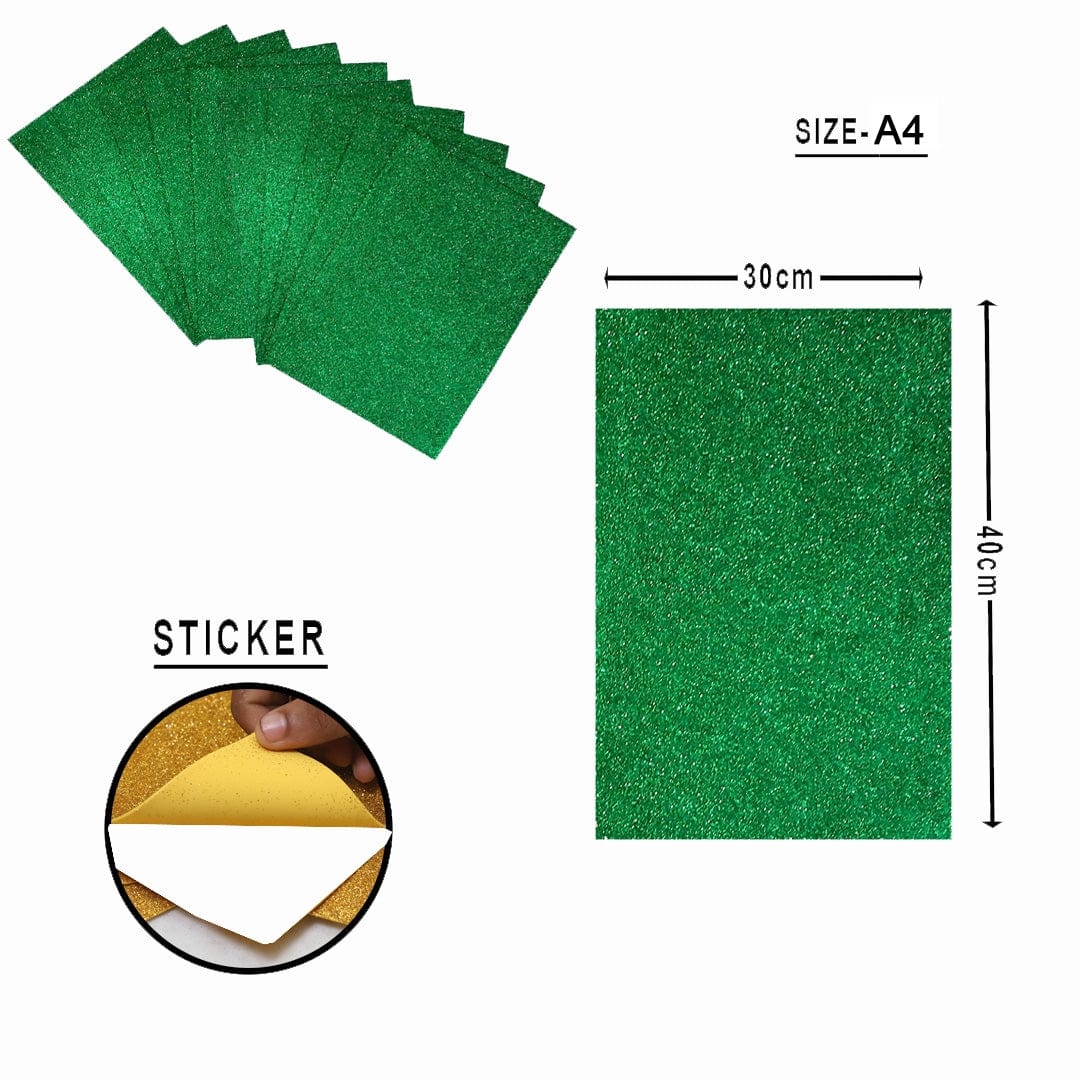 Ravrai Craft - Mumbai Branch Craft Accessories A4 Glitter  Foam Sheet  Sticker  (Green)