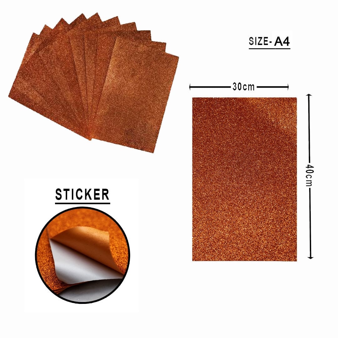 Ravrai Craft - Mumbai Branch Craft Accessories A4 Glitter Foam Sticker Sheet (Brown)