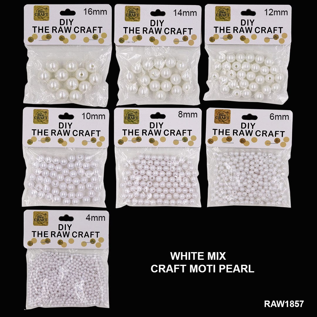 Ravrai Craft - Mumbai Branch Craft Accessories Craft Pearls Mix Pack | White color