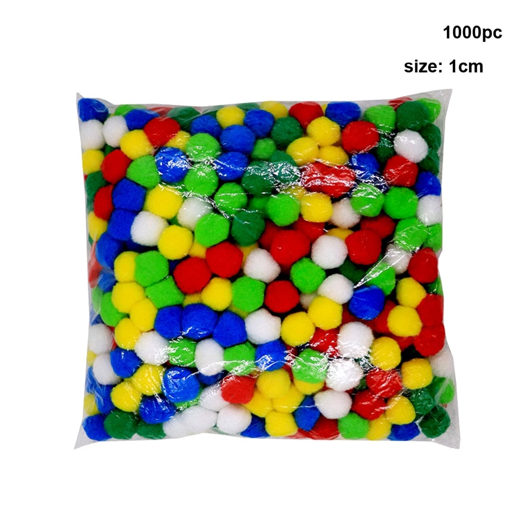 Ravrai Craft - Mumbai Branch Craft Accessories Pompom Ball Plain 1 cm Small 1000Pcs