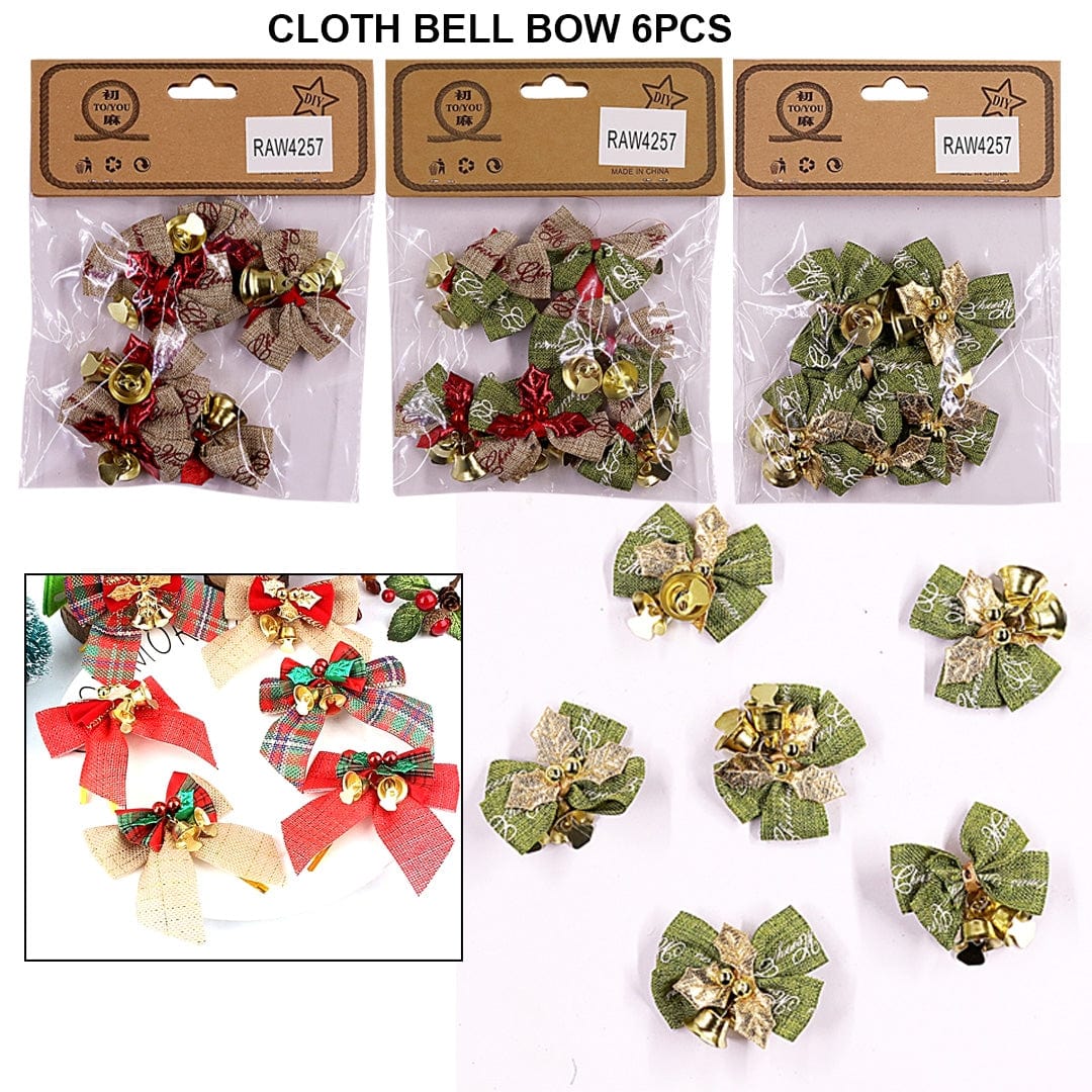 Ravrai Craft - Mumbai Branch Craft Cloth Bell Bow | 6 Pcs