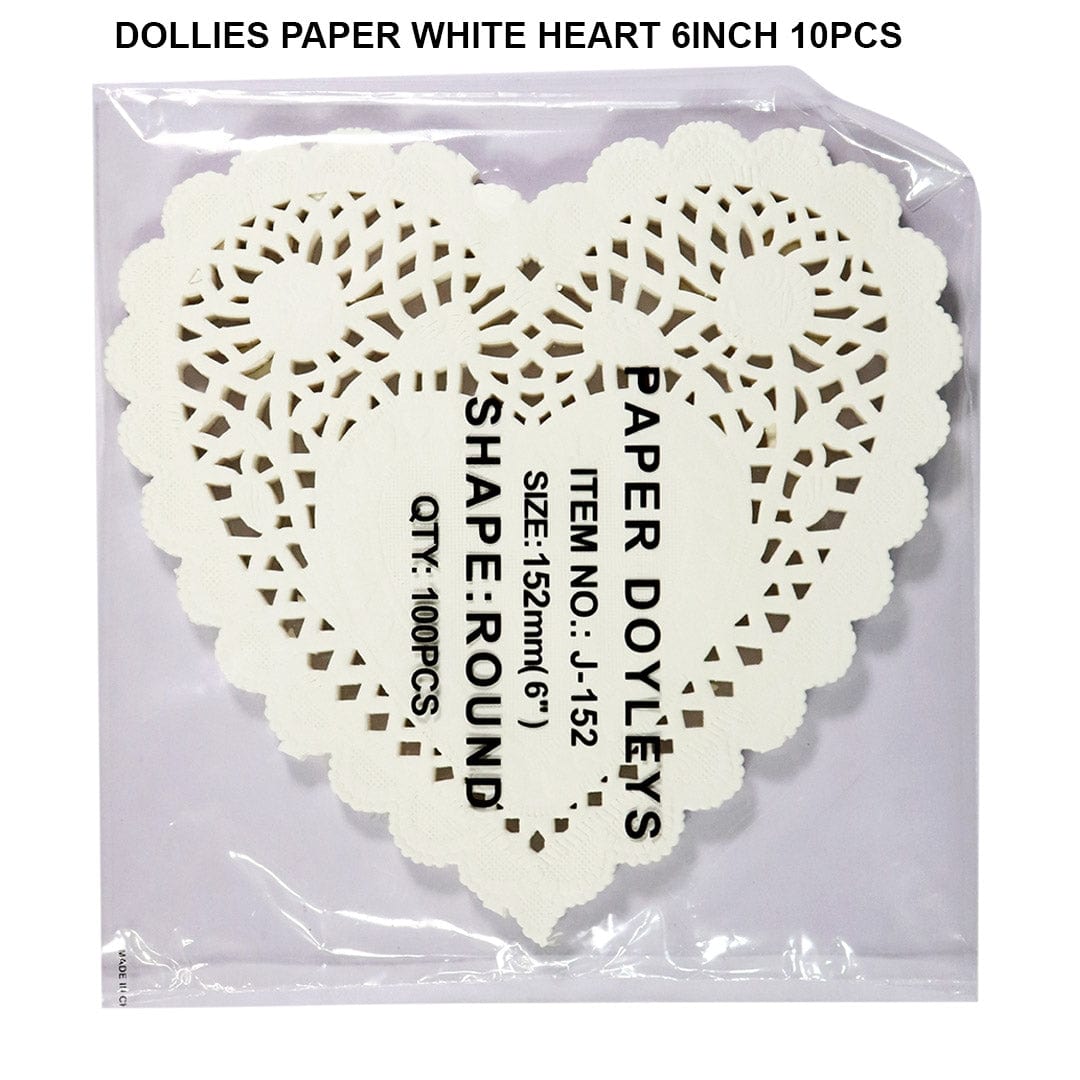 Ravrai Craft - Mumbai Branch Craft Doilies Paper White Heart 6Inch 100Pcs