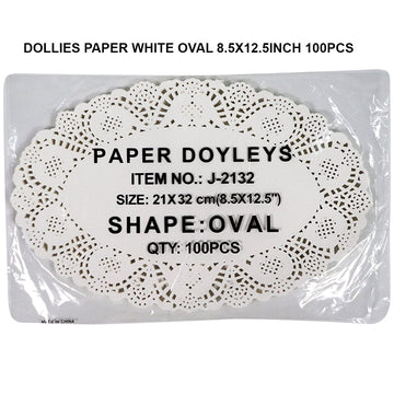 Doilies Paper White Oval 8.5 X 12.5 inch 100Pcs