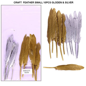 Assorted Golden and Silver Craft Feathers: Small Size 10Pcs