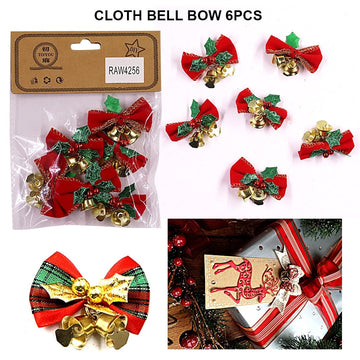 Ravrai Craft - Mumbai Branch Decoration Supplies Cloth Bell Bows 6Pcs