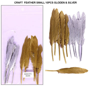 Ravrai Craft - Mumbai Branch Decoration Supplies Craft Feather Small 10Pcs Golden Silver