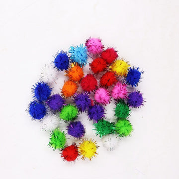 Ravrai Craft - Mumbai Branch Decoration Supplies Glitter Mix Pompom Balls - Pack of 1
