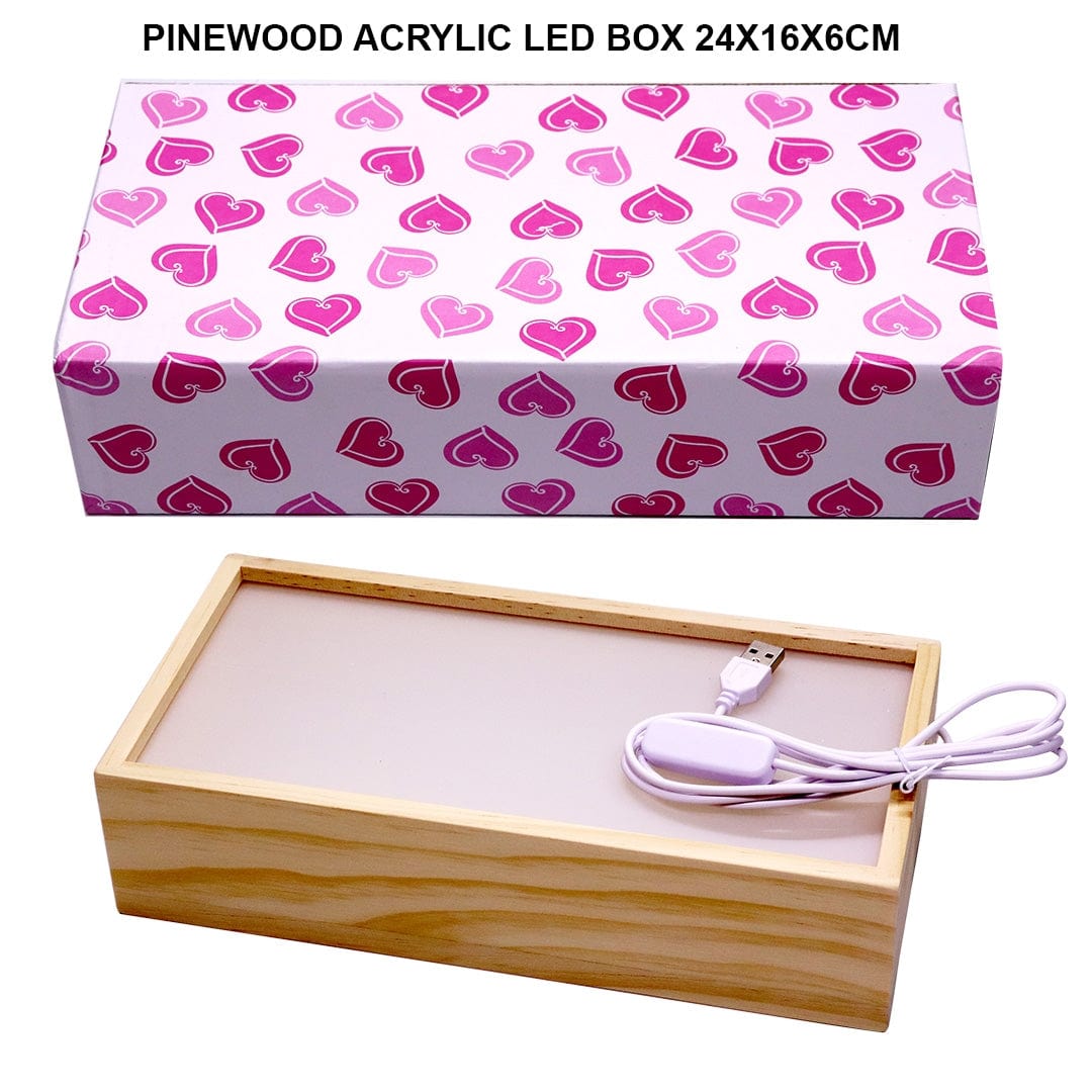 Ravrai Craft - Mumbai Branch Decoration Supplies Pinewood Acrylic Led Box 26X16X6Cm