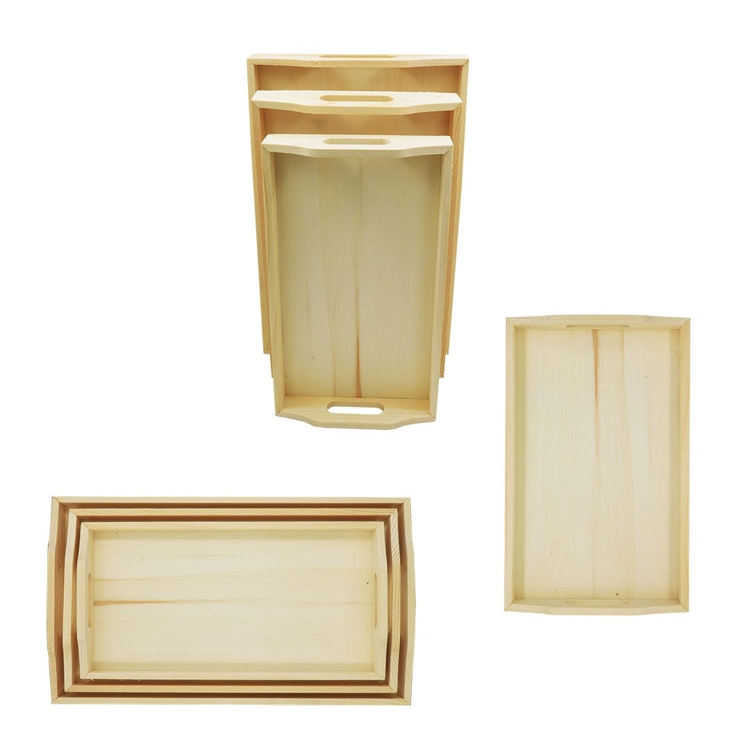 Ravrai Craft - Mumbai Branch DECORATIVE TRAY Wooden Tray | 3 pc set