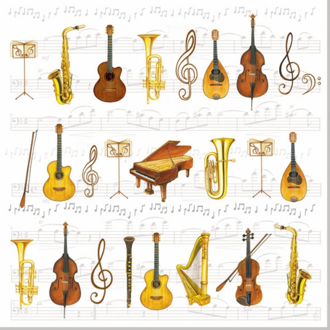 Ravrai Craft - Mumbai Branch Decoupage Harmonic Notes Decoupage Tissue (Musical Instrument Design) 20Pcs