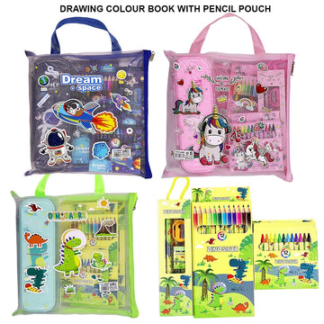 Drawing colour book with pencil pouch