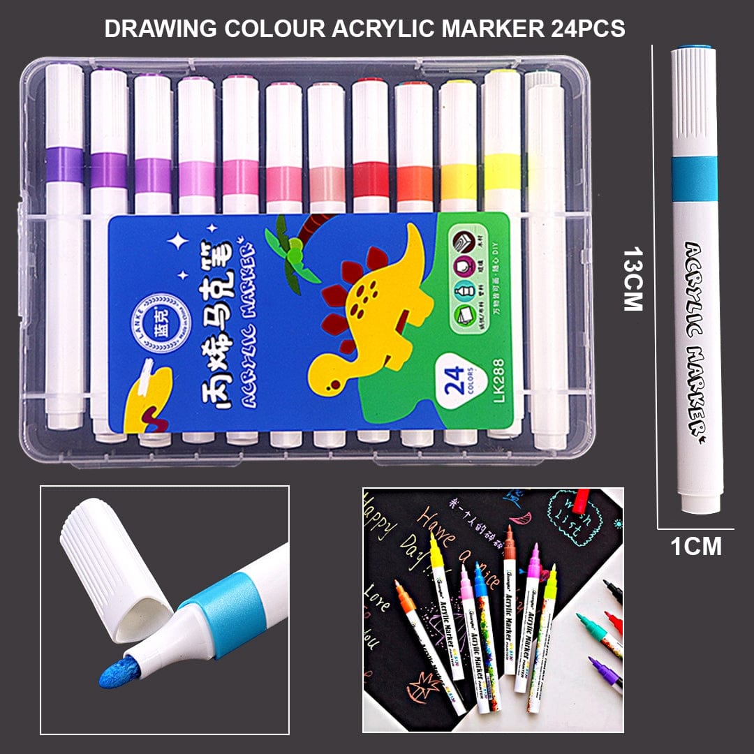 Ravrai Craft - Mumbai Branch Easel & Art Tools-brushes Acrylic Marker Pen (Set of 24)