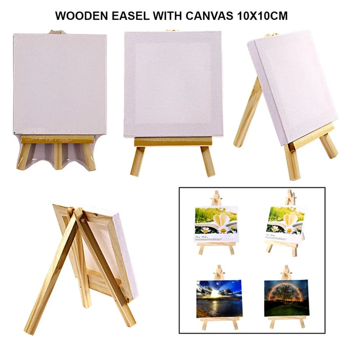 Wooden Easel with White Canvas – 1 Set (Includes Easel & Canvas)
