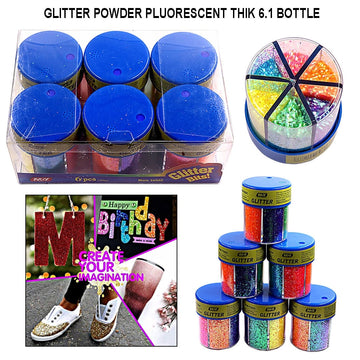 Ravrai Craft - Mumbai Branch Glitter Powder Glitter Powder Fluorscent Thik 6.1 Bottle