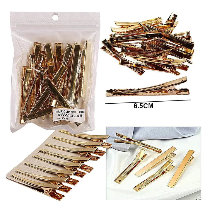 Metal Hair Clip Gold Big 20Pcs Raw4146